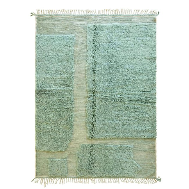 Tapis berbère graphique tissage en relief en laine 207 x 289 cm Couleur bleu naturel <span itemprop=