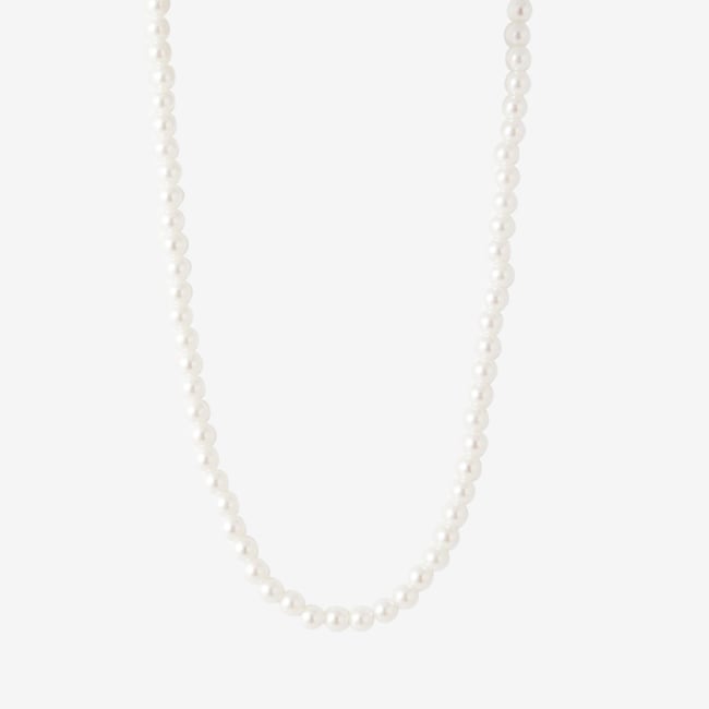 Collier court en perles 5mm blanc <span itemprop=
