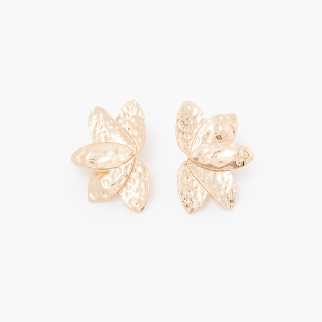 Grandes boucles d'oreilles feuilles martelées v019843 <span itemprop=