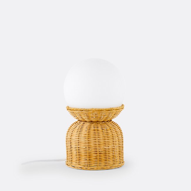 Lampe à poser rotin et verre opaline, Proviny naturel LA REDOUTE INTERIEURS
