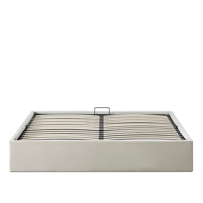 Sommier Coffre Tissu Beige ATLAS Couleur beige <span itemprop=