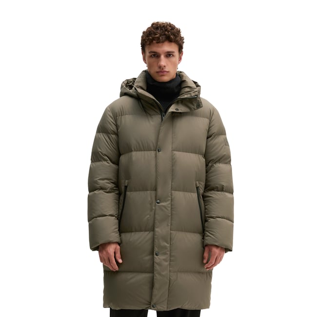 Manteau en duvet coupe classique avec une capuche ample marron <span itemprop=