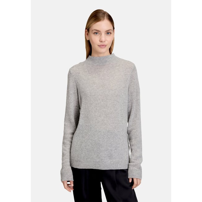 Pull en cachemire à col droit light silver melange <span itemprop=