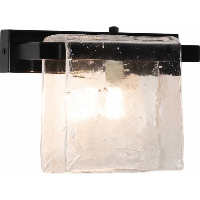Applique en verre soufflé et métal Couleur transparent et noir mat <span itemprop=