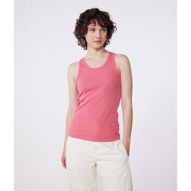 Camiseta sin mangas de algodón liso l'Iconique rosa fucsia <span itemprop=