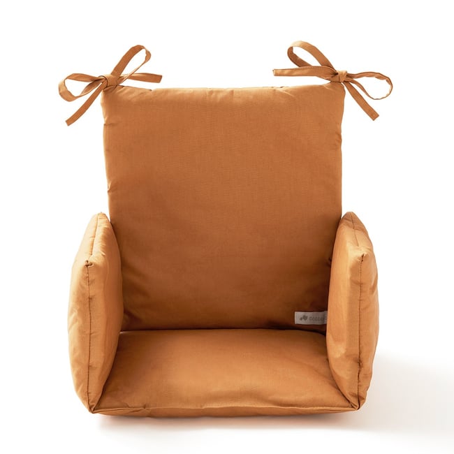 Coussin chaise haute bébé coton enduit LES ESSENTIELS marron caramel <span itemprop=
