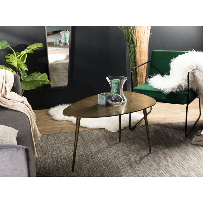 Table basse moderne forme goutte métal doré 85x56cm ZALA Couleur doré <span itemprop=