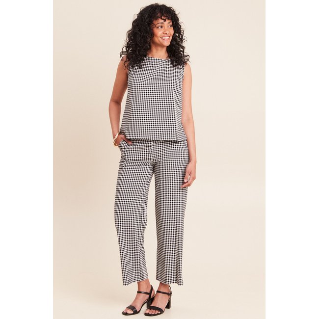 Pantalon large 7/8ème taille standard noir <span itemprop=