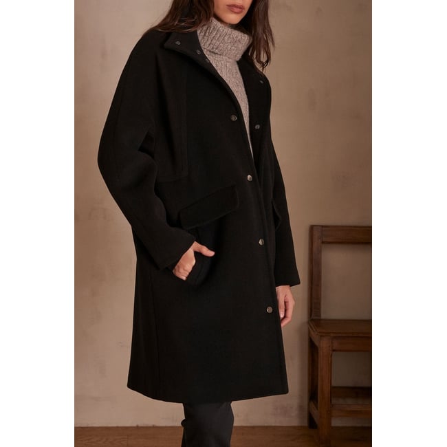 Manteau en laine ALPHA noir <span itemprop=