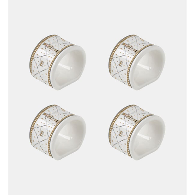 Coffret de 4 ronds de serviette Couleur blanc multicolore <span itemprop=