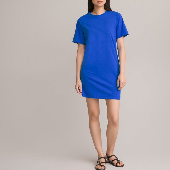 Abito t-shirt girocollo, maniche corte blu LA REDOUTE COLLECTIONS