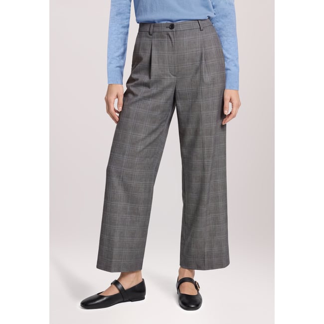 Pantalon à carreaux à jambes larges gris/noir <span itemprop=