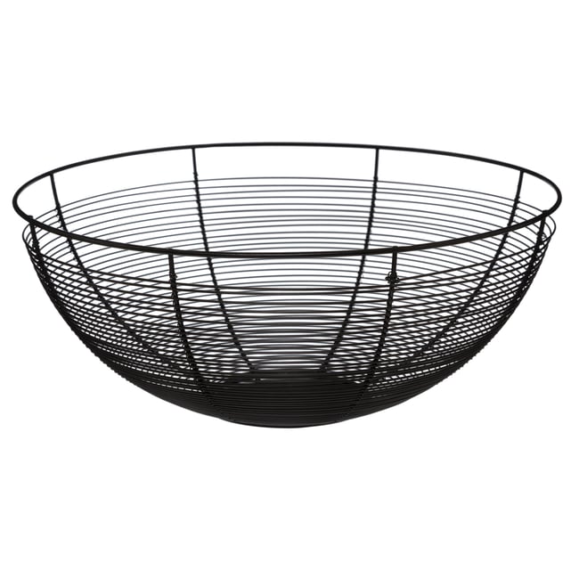Corbeille à fruits ronde en métal noir - 12x12x32cm Couleur noir <span itemprop=