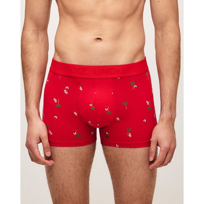 Boxer en coton motifs plage REPEATIZ PARAS rouge <span itemprop=