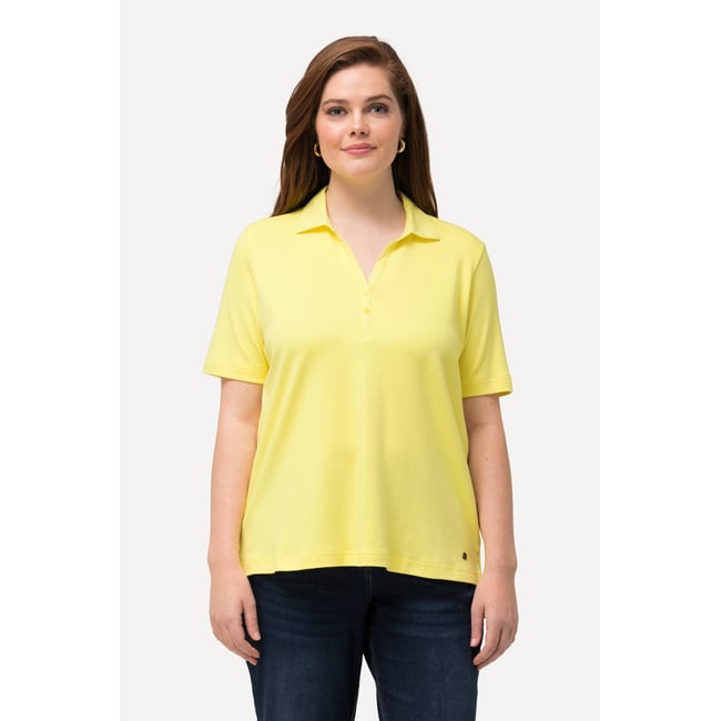 Polo en maille piquée avec patte jaune citron <span itemprop=