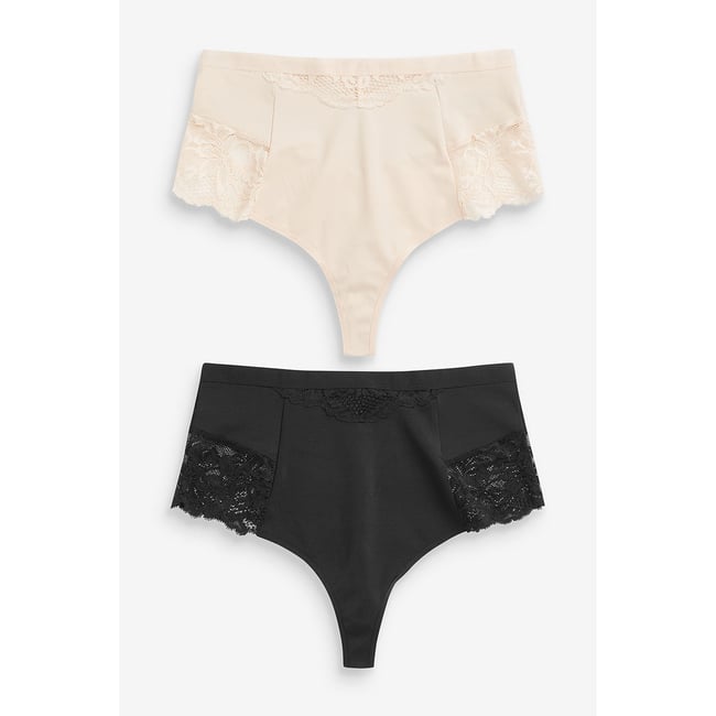 Strings gainants, lot de 2 noir/nude <span itemprop=