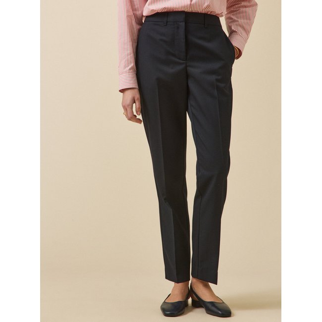 Pantalon cigarette lainage uni  Léa encre <span itemprop=