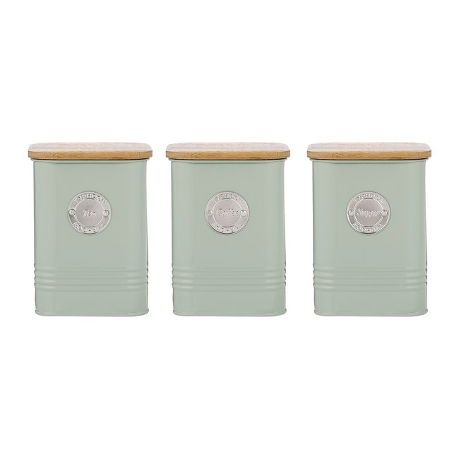 Set of 3 Living Squircle Tea Coffee Sugar Canisters in Mint, mint, TYPHOON