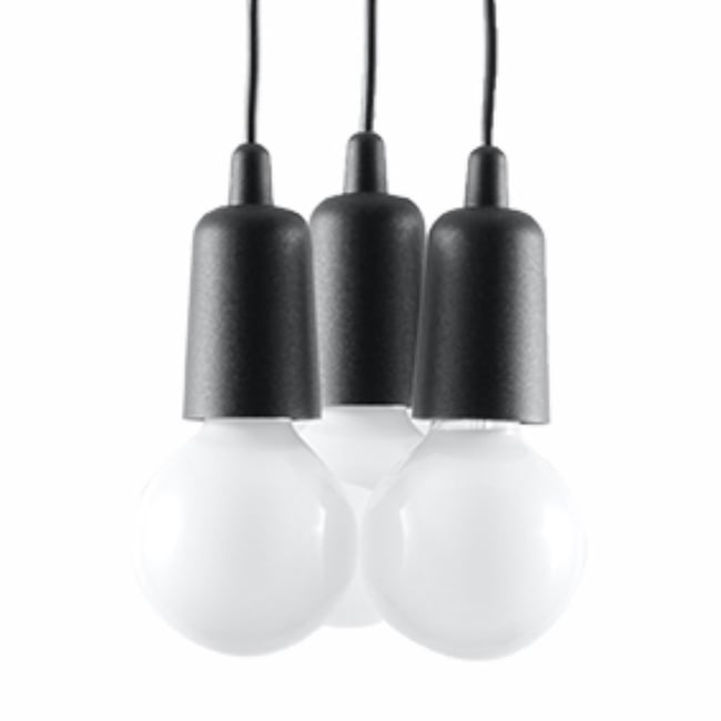 Suspension PVC Noir E27 3 Diego Couleur noir <span itemprop=