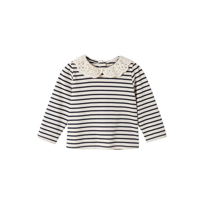 T-shirt col brodé manches longues - VERTBAUDET