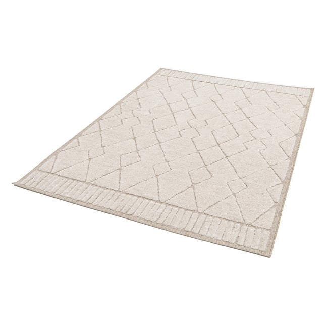 Tapis poils ras style ethnique, AGOSTO Couleur beige <span itemprop=