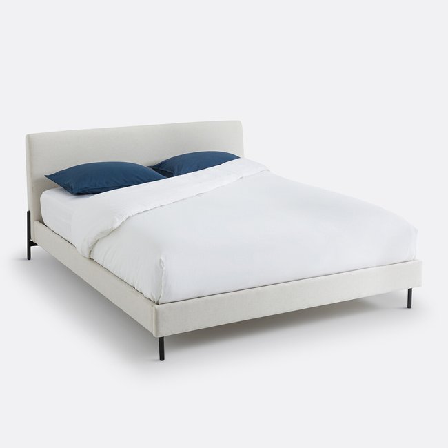 Cama acolchoada com estrado, Tella bege <span itemprop=