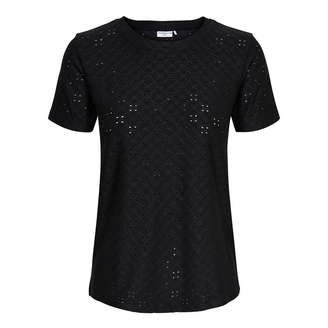 T-shirt en broderie anglaise noir <span itemprop=