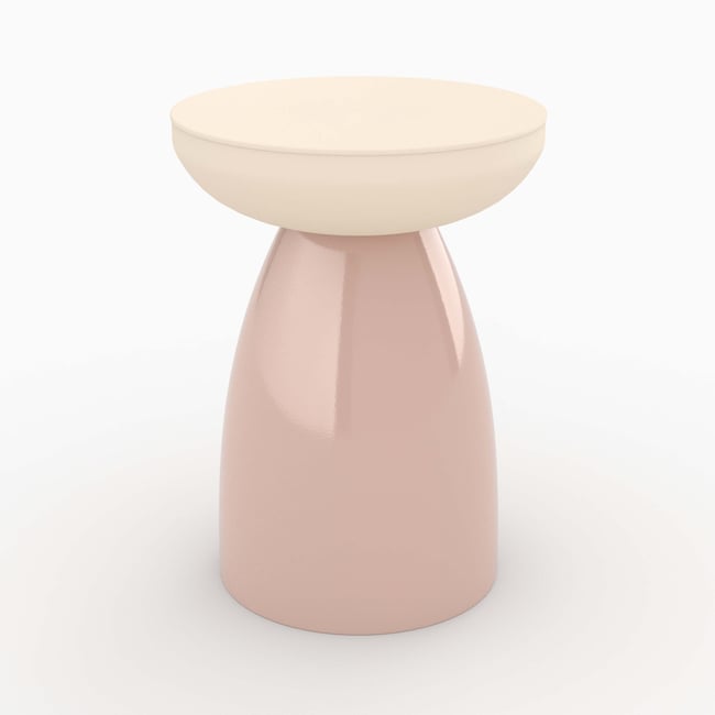Table d'appoint ronde en métal D40 cm - COLETTE Couleur rose <span itemprop=