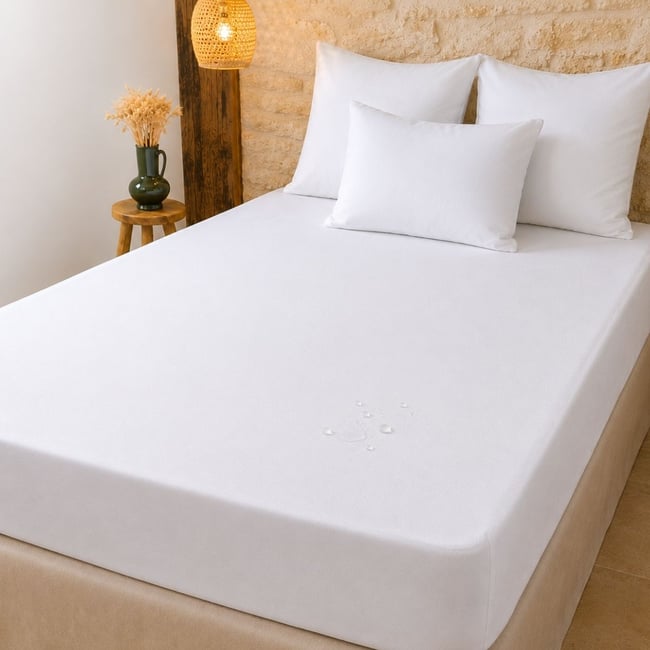 Protège matelas imperméable - Spécial Sèche-linge Couleur blanc <span itemprop=