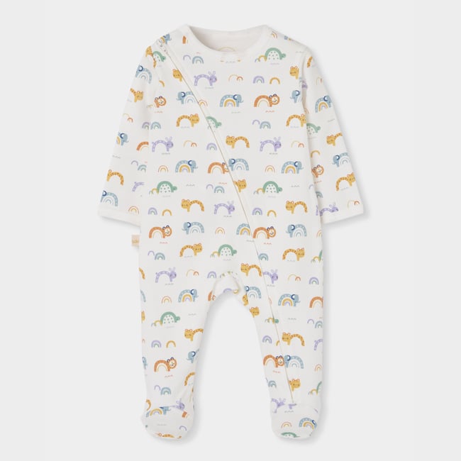 Pyjama bébé imprimé animaux et arc-en-ciel multicolore <span itemprop=