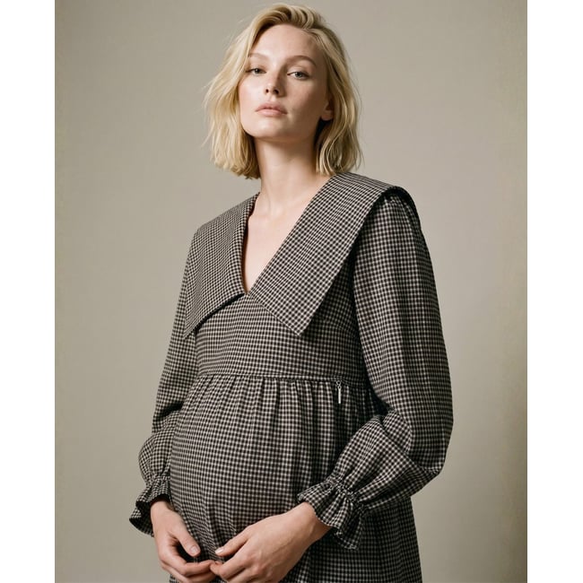 Blouse de grossesse et d'allaitement Amandine beige/noir <span itemprop=