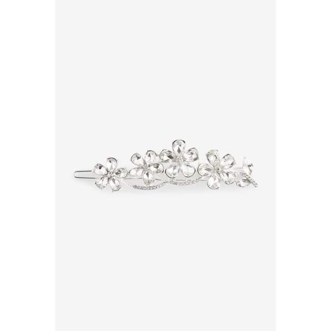 Barrette de mariée avec fleur scintillante argenté <span itemprop=