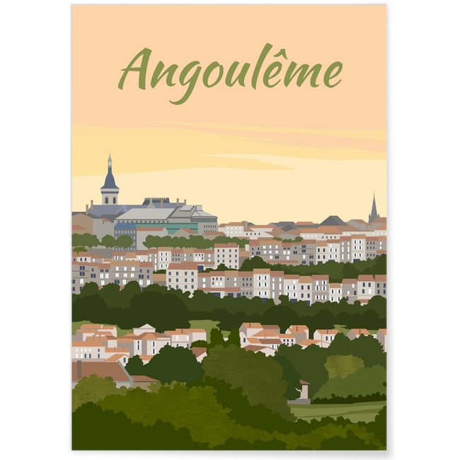 Affiche ville Angoulême Couleur blanc <span itemprop=