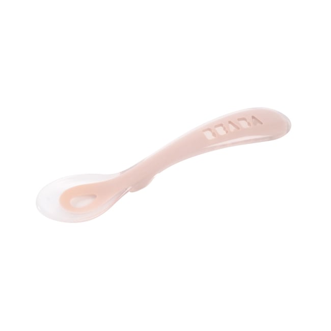 Cuillère 2ème âge silicone Couleur barbe à papa <span itemprop=
