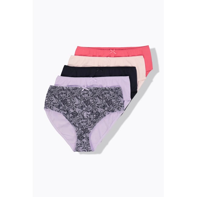Lot de 5 culottes midi, motif/couleurs unies lavande tendre <span itemprop=
