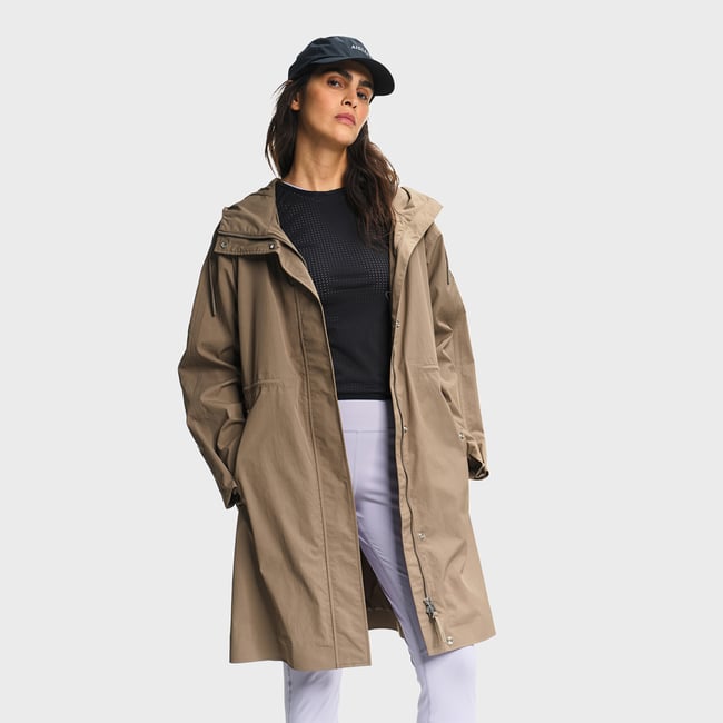Parka mi-longue à taille ajustable MTD marron clair <span itemprop=