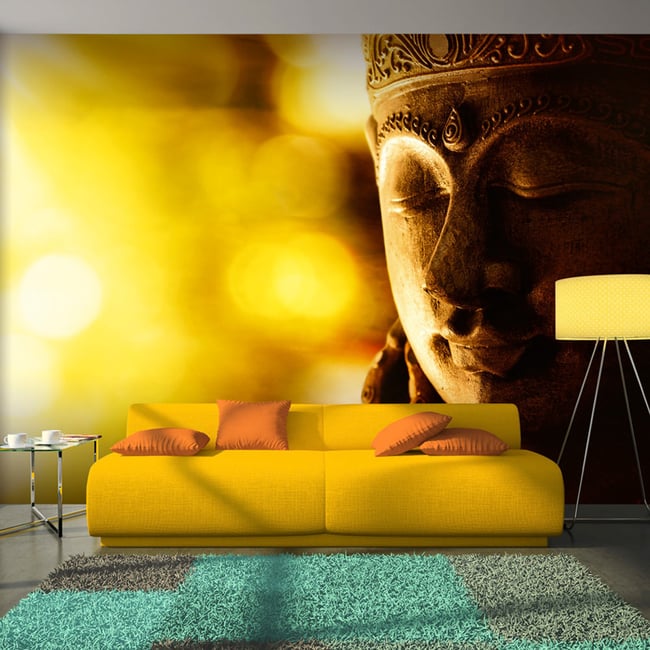 Papier peint intissé panoramique Orient Buddha - Enlightenment Couleur jaune / doré <span itemprop=