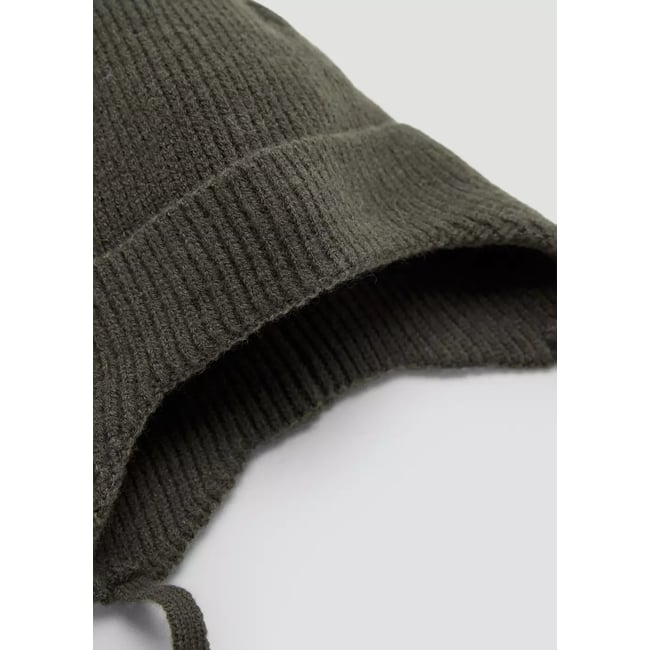 Bonnet pompon kaki <span itemprop=