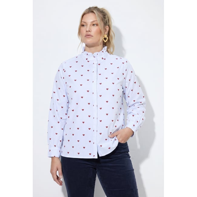 Chemisier motif cœurs blanc neige <span itemprop=