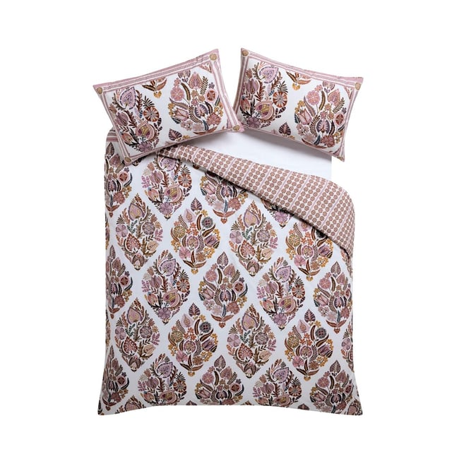 Parure de lit en percale 200 fils à fleurs multi-couleurs <span itemprop=