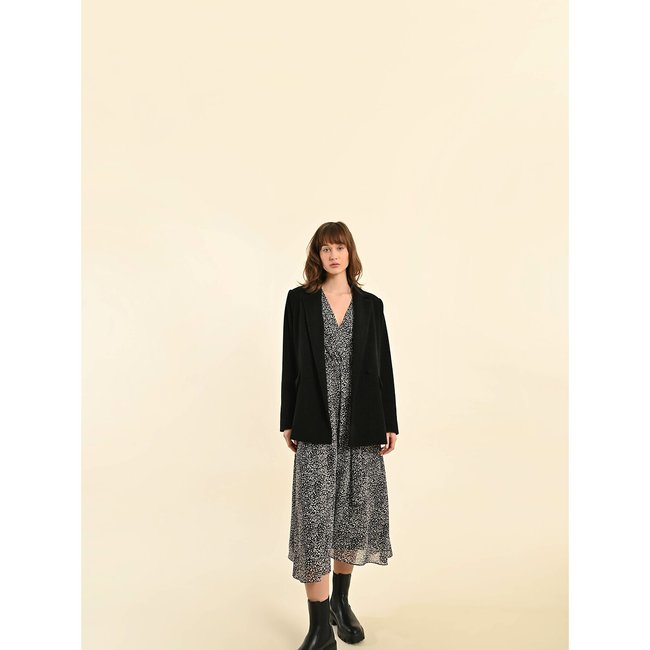 Blazer dritto in velluto a coste nero MOLLY BRACKEN