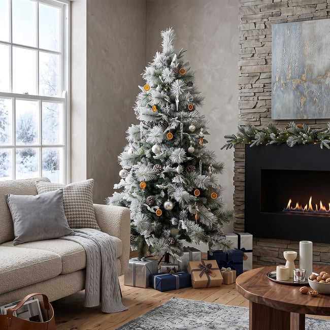 6ft Frosted Foliage Christmas Tree, green, SO'HOME