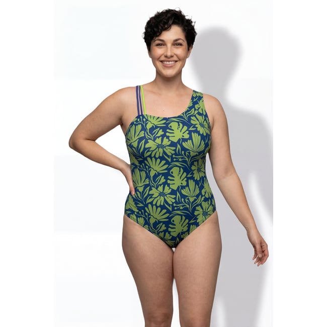 Maillot de bain à fleurs bleu foncé <span itemprop=