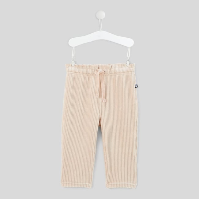 Pantalon taille élastique en velours maille uni contenant du coton - BOUT'CHOU