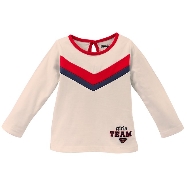 T-shirt fille ecru manches longues beige <span itemprop=