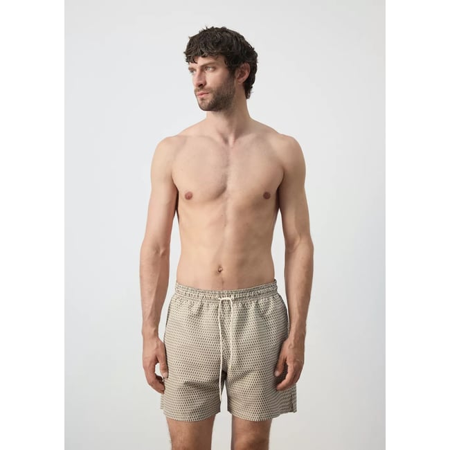 Maillot de bain imprimé géométrique beige <span itemprop=