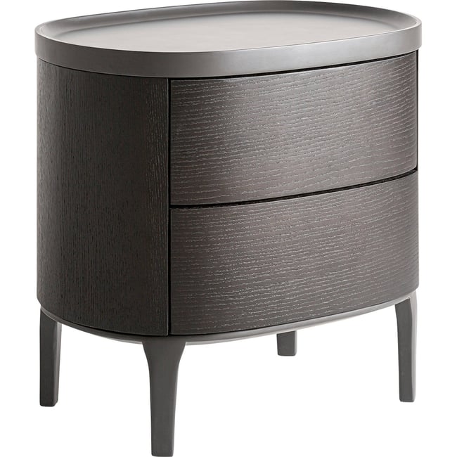 Table de chevet art déco en boiset pierre frittée Couleur noir intense et gris pierre <span itemprop=