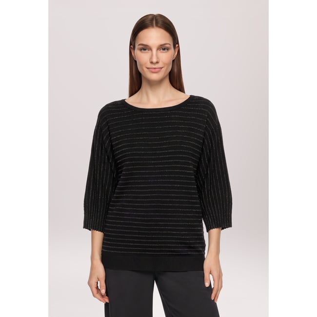 Pull-over en maille à fils de fil textile noir <span itemprop=