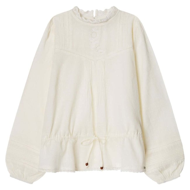 Blouse Avec Détails Brodés blanche mousse <span itemprop=