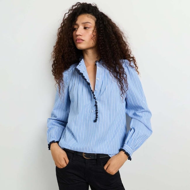 Blouse Fluide À Rayures bleu acier <span itemprop=